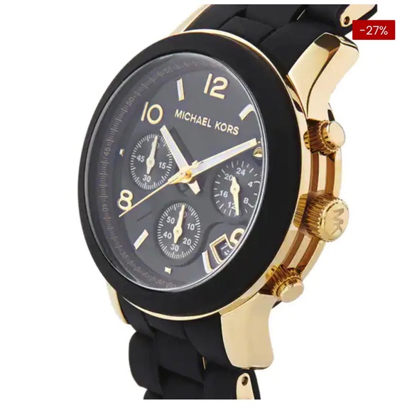 Michael Kors Other - Michael Kors Runway Black and Gold Watch MK5191